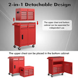 Goplus Rolling Tool Chest, 5-Drawer Tool Box Organizer w/Lockable Wheels & Sliding Drawers & Detachable Top & Adjustable Shelf, Tool Storage Cabinet Goplus