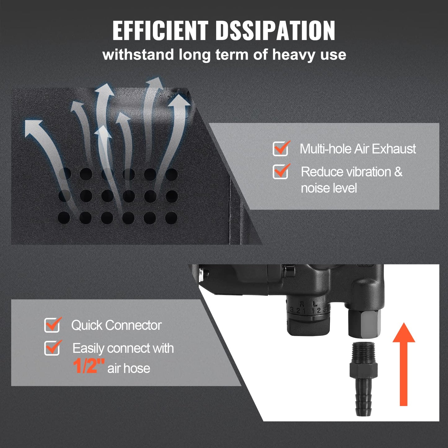 VEVOR 1 Inch Air Impact Wrench, Up to 2730 ft-lbs Reverse Torque Output 1" Pneumatic Impact Gun Lightweight w/ 2 Handles for Heavy Duty - WoodArtSupply