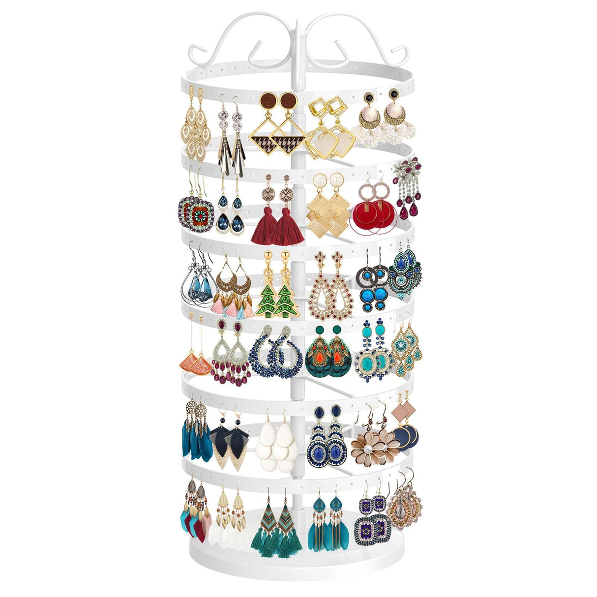 MODOWEY 6 Tier Rotating Earring Holder Organizer, Adjustable Metal Earring Display Stand Storage Rack, 264 Holes Earring Tree Organizer for Women MODOWEY