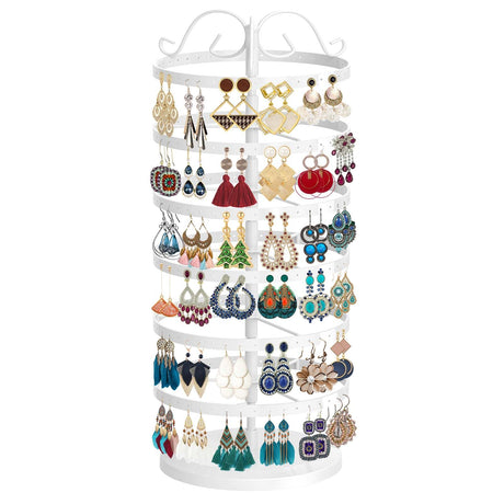 MODOWEY 6 Tier Rotating Earring Holder Organizer, Adjustable Metal Earring Display Stand Storage Rack, 264 Holes Earring Tree Organizer for Women MODOWEY