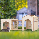 Woiworco Extra Large Rabbit Castle Hideout Bunny House with 3 Houses and Toys, Wooden Bunny Hideout Indoor Large Rabbit Hutch Play Houses and Woiworco