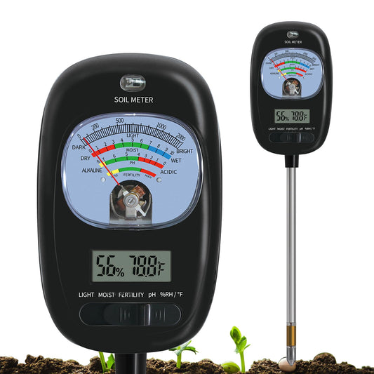 -in-1 Soil Test Kit, Soil Moisture Meter/ph/Soil Fertility/Sunlight Tester, Soil & Air Humidity Temperature for Garden, Farm, Lawn Care Moisture