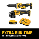 DEWALT 20V MAX Angle Grinder and Die Grinder, Cordless 2-Tool Set with Battery and Charger (DCK203P1), Yellow,white DEWALT