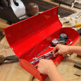 BIG RED ATB213R Torin 16" Portable Metal Tool Box Hip Roof Style Storage Organizer with Metal Latch Closure, Red BIG RED