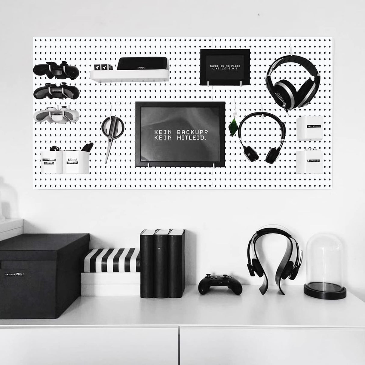 2 Pcs Pegboard, Metal Pegboard Wall Panels - Pegboard Wall Organizer System - Peg Boards for Walls, Small Peg Board Tool Storage, White Pegboard for SKYFOOST