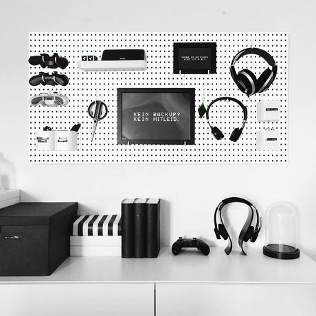 2 Pcs Pegboard, Metal Pegboard Wall Panels - Pegboard Wall Organizer System - Peg Boards for Walls, Small Peg Board Tool Storage, White Pegboard for SKYFOOST