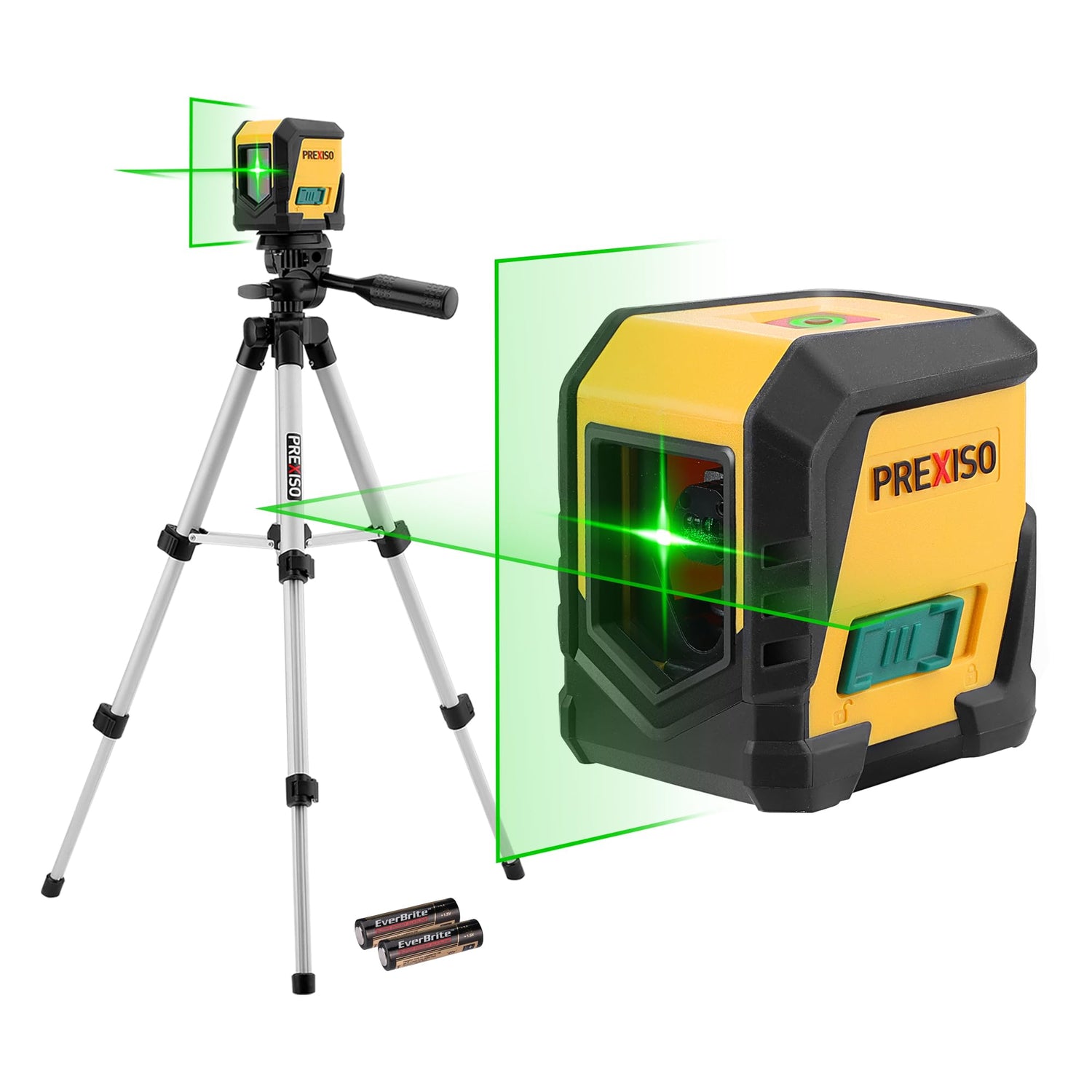 PREXISO Laser Level with Tripod, 65Ft Self Leveling Cross Line Laser Level, Green Line leveler Tool for Hanging Pictures, Floor Tile, Home Renovation Prexiso