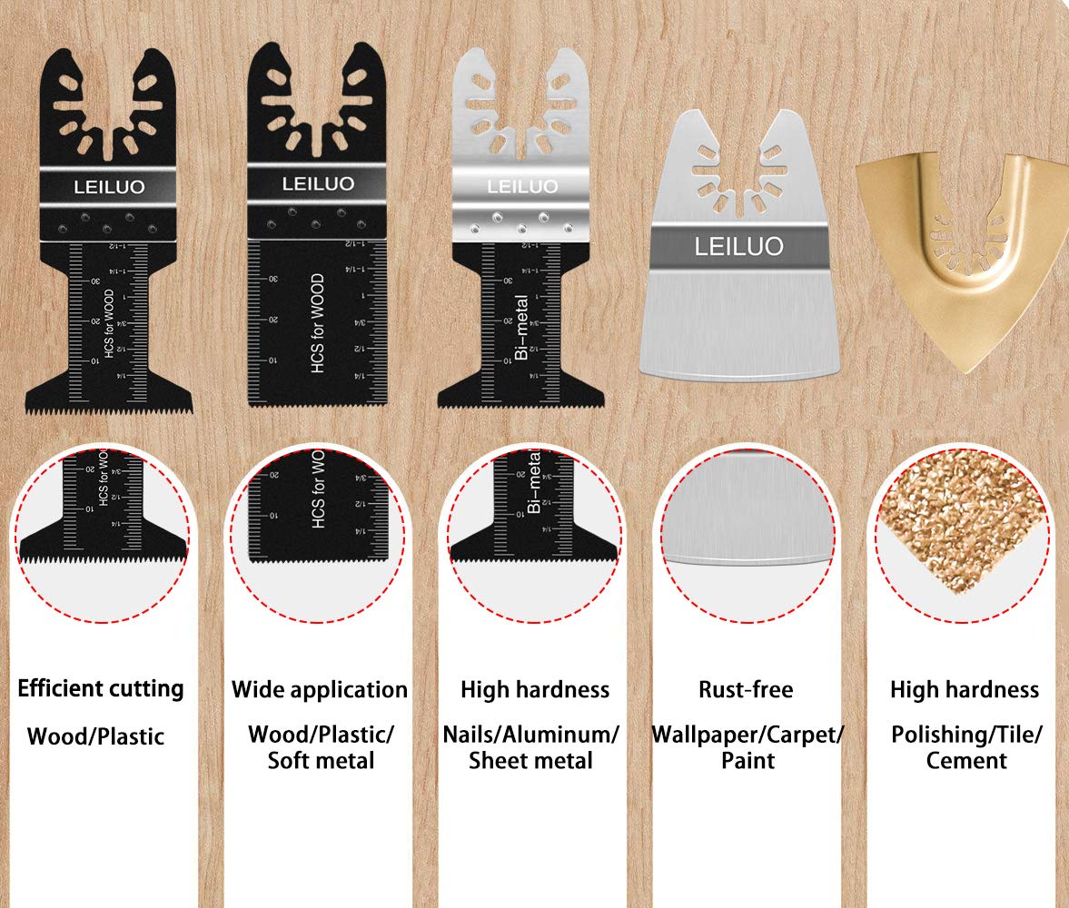 81 Pack Oscillating Saw Blades LEILUO Oscillating Tool Blades to Cut Metal Wood Plastic Multitool Blades Fit Dewalt Milwaukee Makita Worx Rockwell - WoodArtSupply