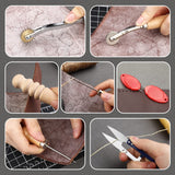 BAGERLA Leather Working Tools, Leather Sewing Kit with Waxed Thread Needle Awl Groover Tracing Wheel Prong Punch Storage Bag Leather Tools Kit Great BAGERLA