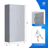 Greenvelly Metal Storage Cabinet, 72” Tall Locking Steel Storage Cabinet with 2 Doors and 4 Adjustable Shelves, Metal File Cabinet for Home Office, Greenvelly