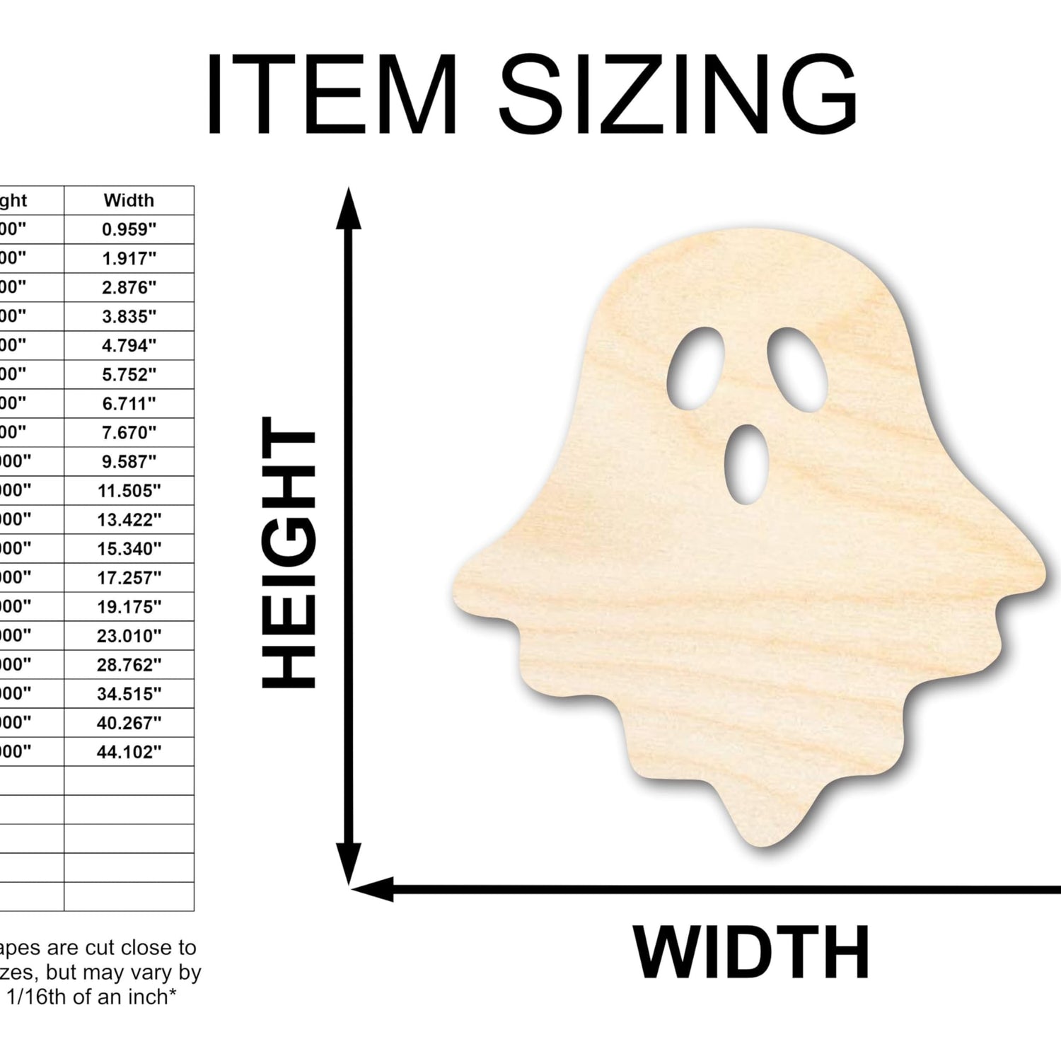 Unfinished Sheet Ghost Shape | Halloween Craft Cutout | up to 36" DIY 10" / 1/8" 24 Hour Crafts
