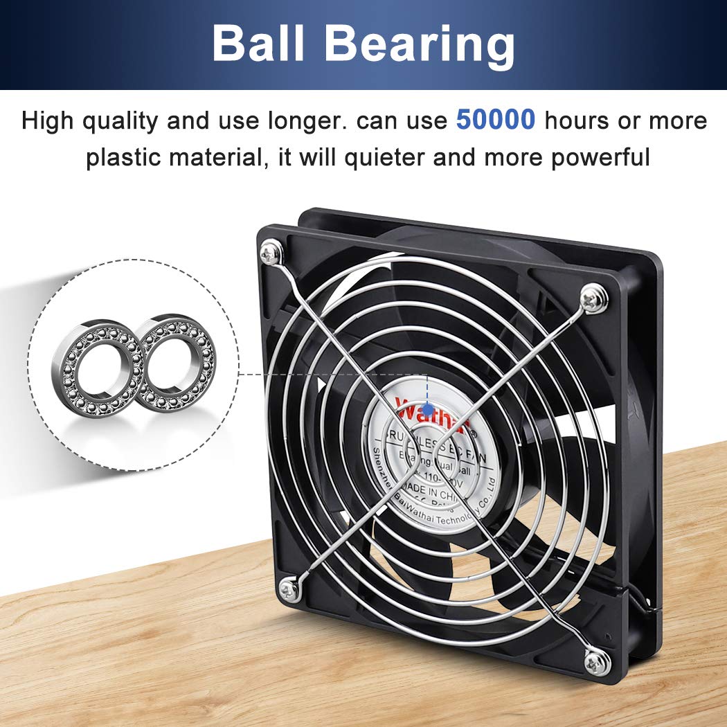 Wathai EC 120mm x 25mm Ball DIY Cooling Ventilation Exhaust Fan 110V 115V 120V 220V 240V AC Axial Case Muffin Fan Wathai