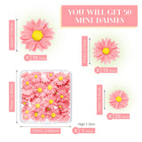 50 Pieces Flatback Resin Daisy Flowers Daisy Flower Epoxy Charms Mini Decorated Daisies Artificial with Storage Box for DIY Craft Cloth Pen Box Home Hicarer