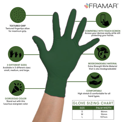 FRAMAR Green Gloves Disposable Latex Free – Heavy Duty Nitrile Gloves Medium, Disposable Gloves Medium Nitrile Gloves, Tattoo Gloves, Guantes - WoodArtSupply