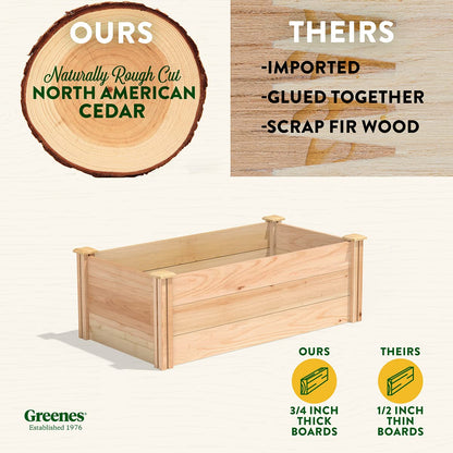 Greenes Fence Premium Cedar Raised Garden Bed, 2' x 4' x 16.5" - Made in USA with North American Cedar