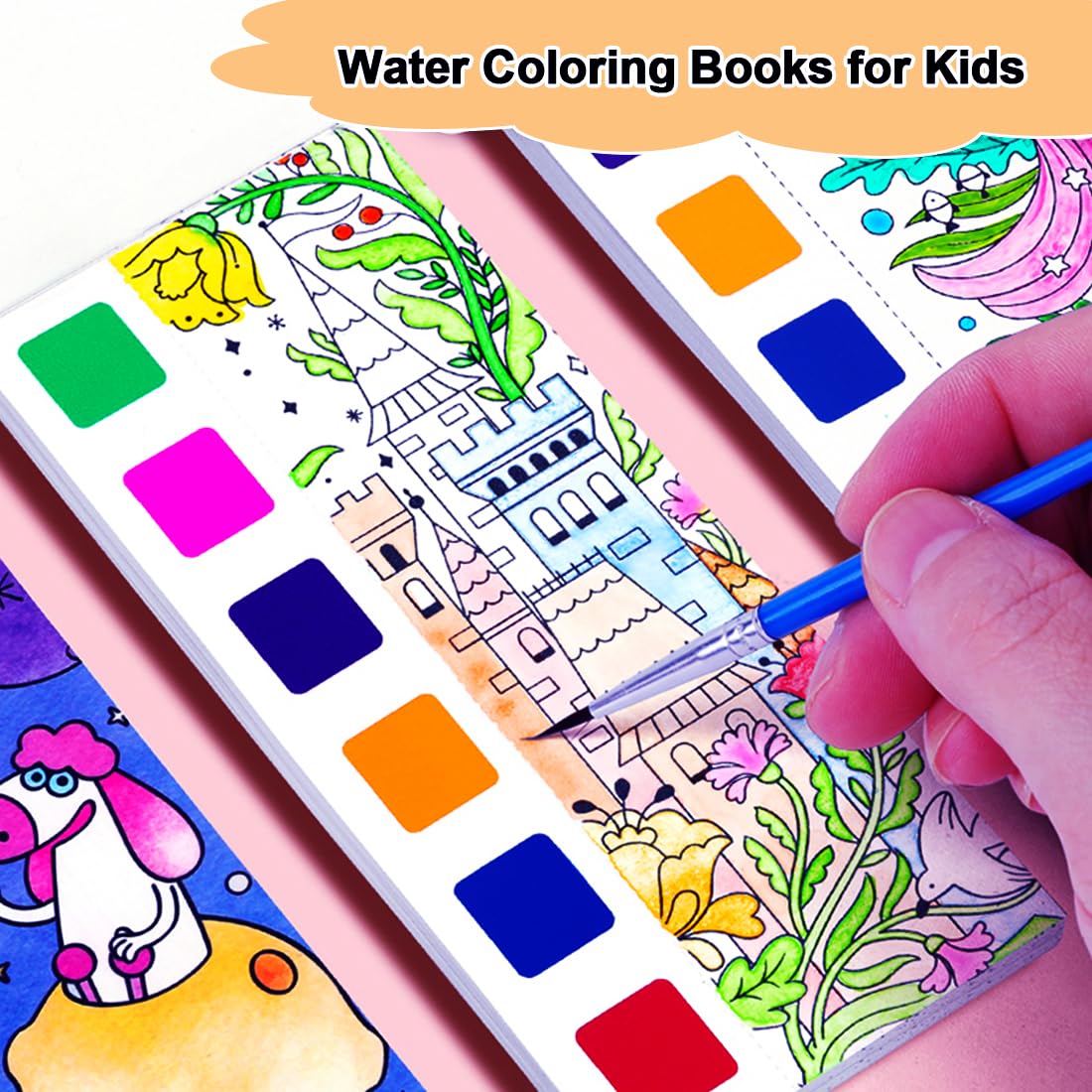 BAOXUE Water Coloring Books For Kids Ages 3 4 5 6 7 8,Pocket Watercolor  Painting Book For Toddlers,Arts And Crafts For Boys Girls,Paint With Water