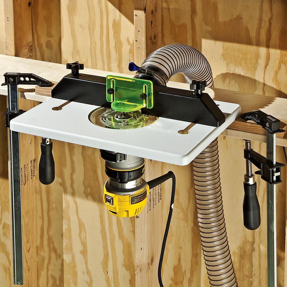 Rockler Trim Router Table – Adjustable Table Router - Best Router Table w/ Pre-Drilled Holes on Back - Router Table w/ High-Visibility Bit Guard,