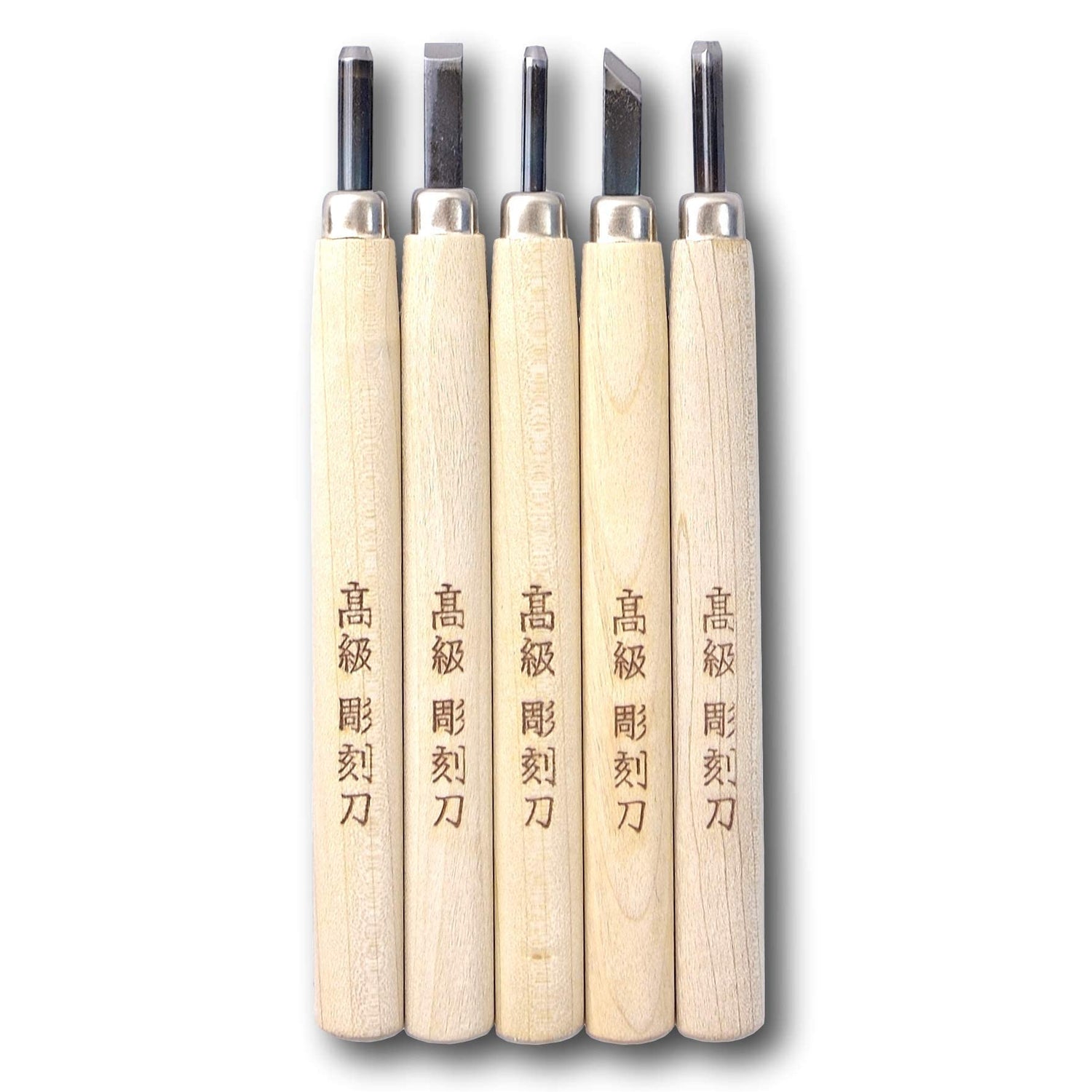 KAKURI Japanese Wood Carving Tools Set for Beginners (5 Pcs) Made in JAPAN, Wood Carving Knife for Woodblock Printing, Woodcut Printmaking, Linoleum KAKURI
