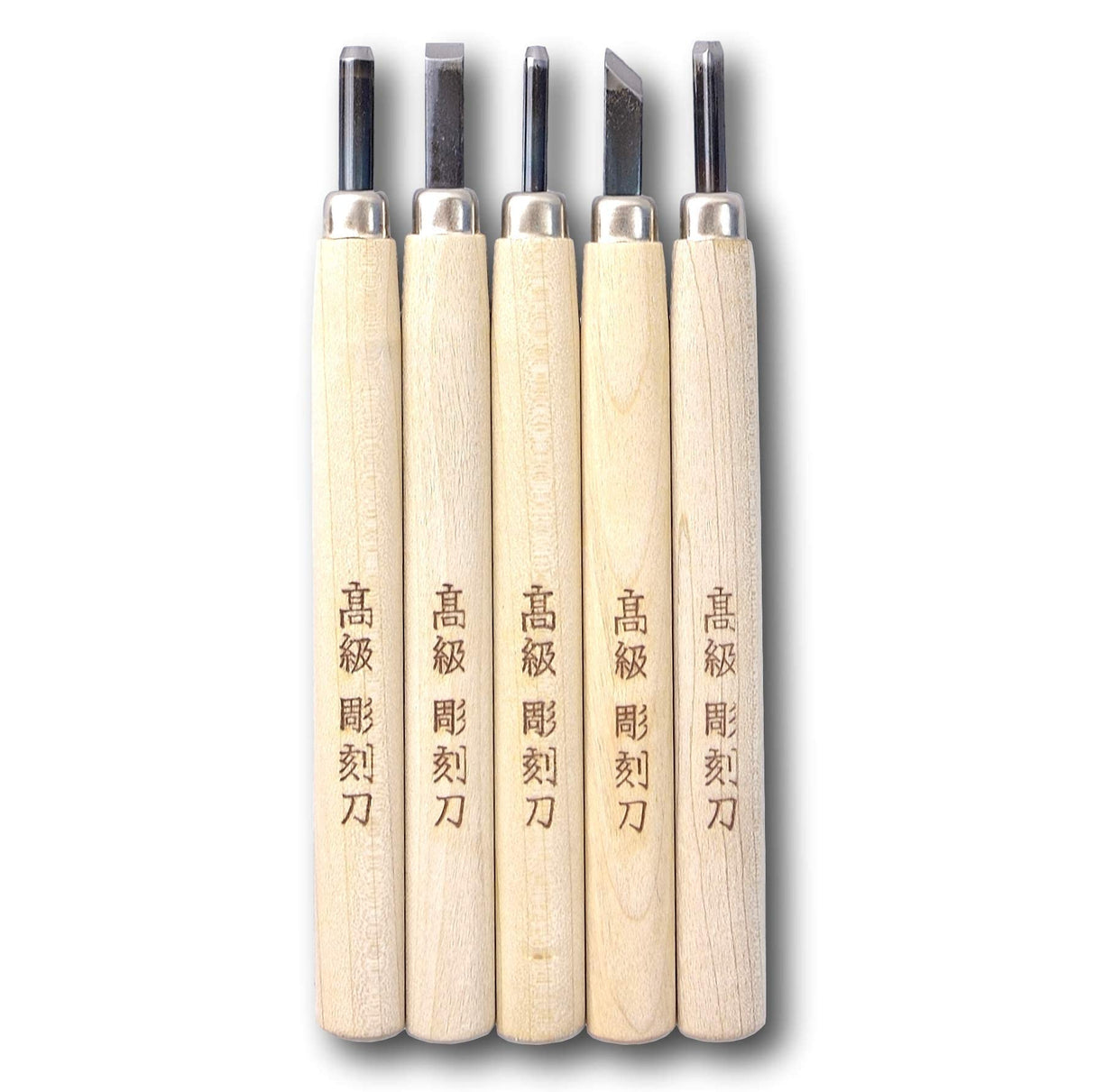 KAKURI Japanese Wood Carving Tools Set for Beginners (5 Pcs) Made in JAPAN, Wood Carving Knife for Woodblock Printing, Woodcut Printmaking, Linoleum KAKURI