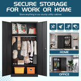 MIIIKO Steel Wardrobe Cabinet for Clothes, 72" Garments Closet Cabinet for Home Office and Bedroom with Shelves and Hanging Rod MIIIKO