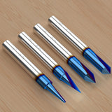 Helovmine Engraving Bits 15, 20, 60, 90 Degree CNC Wood Carving Router Bit Set with Nano Blue Coated, Marking Conical Engraving Router Tool , 2 Helovmine