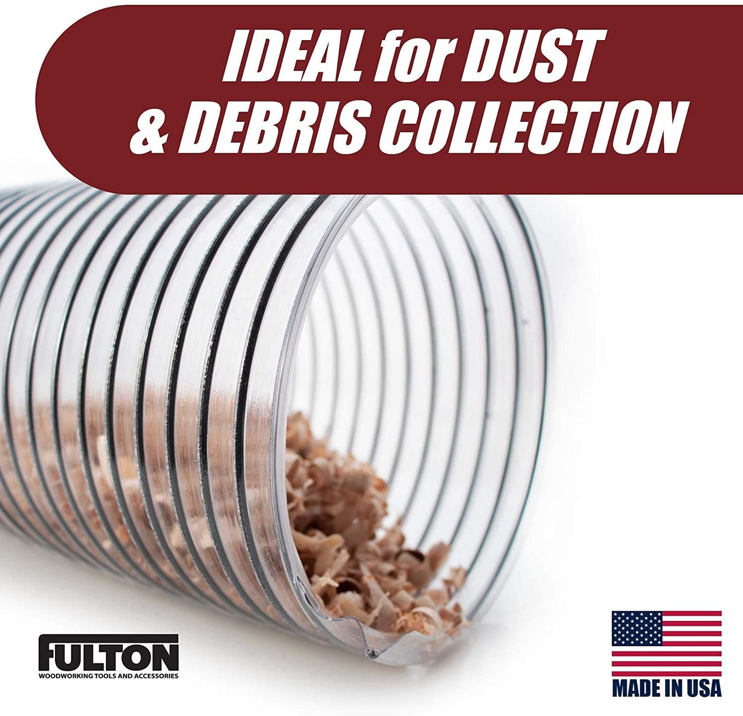 4" x 50’ Ultra Flex Clear Vue Heavy Duty PVC Dust Debris and Fume Collection Hose MADE IN USA! - WoodArtSupply