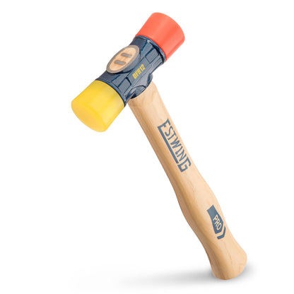 Estwing - DFH-12 Rubber Mallet - 12 oz Double-Face Hammer with Soft/Hard Tips & Hickory Wood Handle - DFH12,Black Red & Yellow - WoodArtSupply