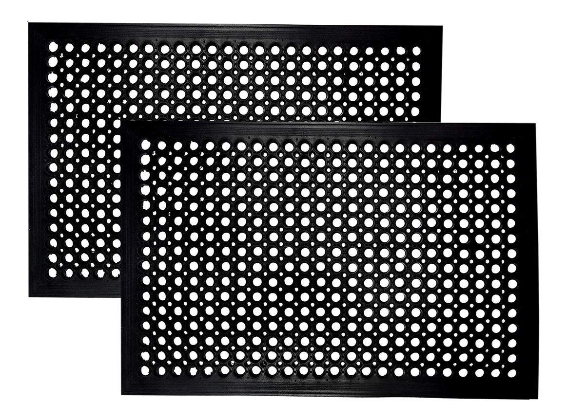 IRONGATE Rubber Doormat - 2 Pack Non Slip Anti Fatigue Indoor Outdoor Floor Mat - Heavy Duty Commercial Grade Entryway Drainage Mat - Ramp Tile Pool IRONGATE