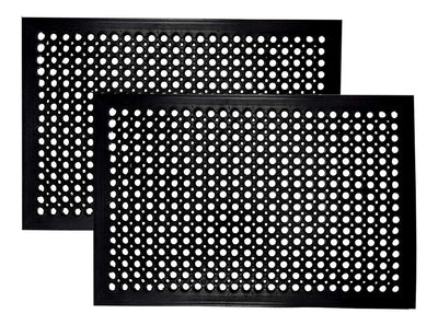 IRONGATE Rubber Doormat - 2 Pack Non Slip Anti Fatigue Indoor Outdoor Floor Mat - Heavy Duty Commercial Grade Entryway Drainage Mat - Ramp Tile Pool