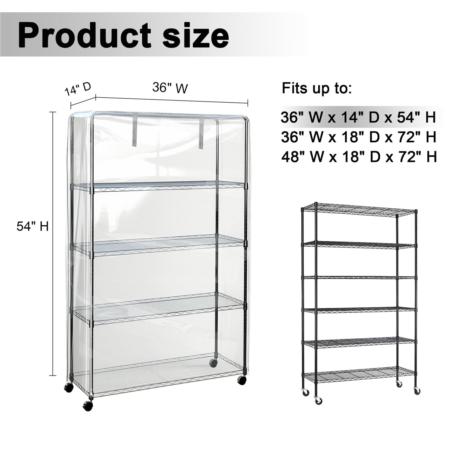 IndigoTempest9 Clear Vinyl Waterproof Shelf Cover for Wire Shelving - 36" W x 14" D x 54" H- Durable and Long-Lasting with Zipper Closure - Protects - WoodArtSupply