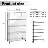 IndigoTempest9 Clear Vinyl Waterproof Shelf Cover for Wire Shelving - 36" W x 14" D x 54" H- Durable and Long-Lasting with Zipper Closure - Protects IndigoTempest9