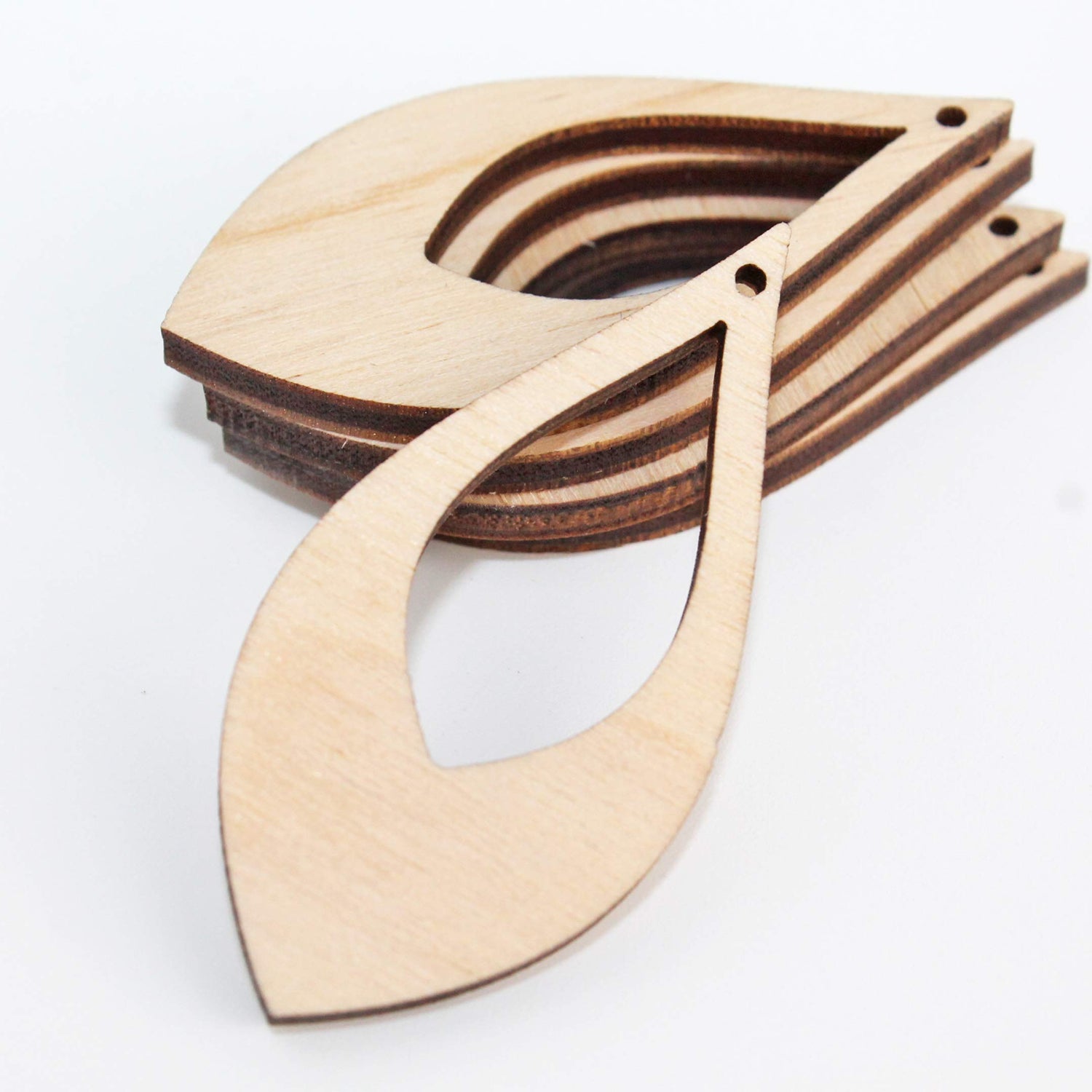 ALL SIZES BULK (12pc to 100pc) Unfinished Wood Laser Cutout Teardrop Dangle Earring Jewelry Blanks Shape Crafts Made in Texas Texan Wood Crafts