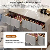 39.4" Makeup Vanity with Lights and Drawers Large-Capacity Storage Space Zoned Storage Vanity Table Set with Mirror High-Definition Mirror Clear QQB