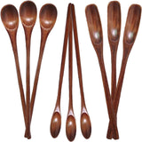 Wooden Spoons Long Handle Wooden Coffee Spoons Tea spoon Wooden Mixing Honey Spoon Handmade Wood Stirring Spoon for Kitchen Cooking Utensils(9PCS) WODFCNY
