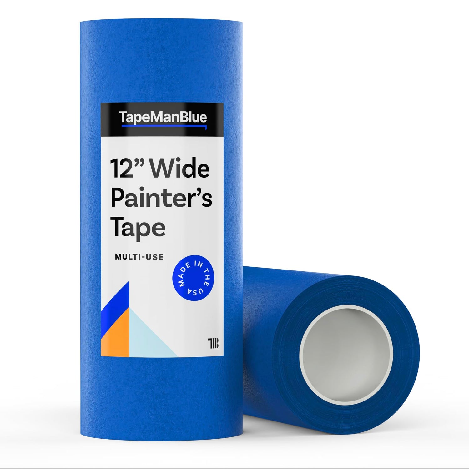 Wide Blue Painters Tape, 12 inch x 60 yds, Made in America, Great Masking Tape for 3D Printing and Laser Cutting, Removes Cleanly for 21 Days TapeManBlue