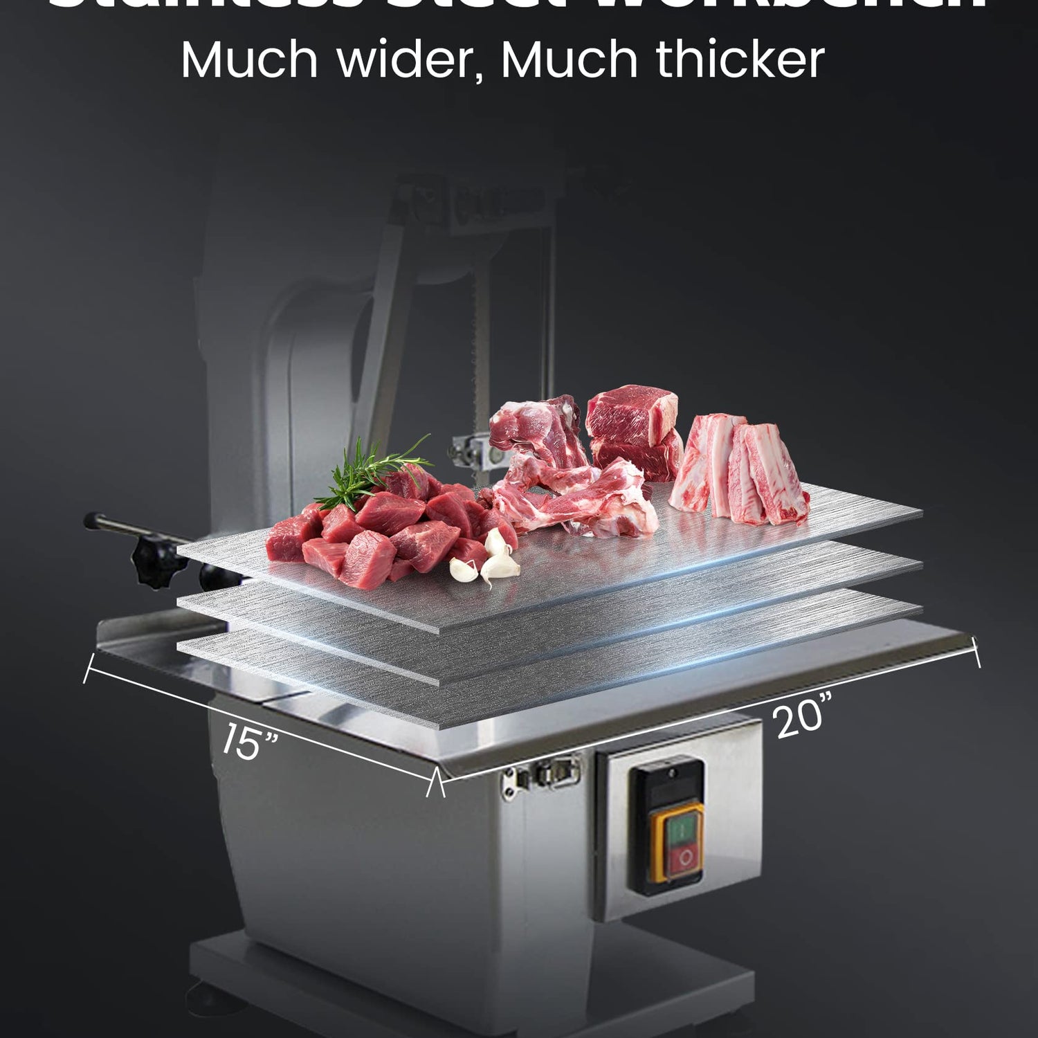 FoundGo 1500W Electric Meat and Bone Saw Bone Cutting Machine,Commercial Bone Sawing Machine for Frozen Meat/Trotter/Ribs/Fish/Meat/Bone etc.,with 6 FoundGo