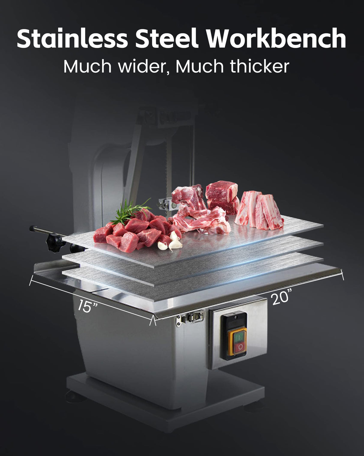 FoundGo 1500W Electric Meat and Bone Saw Bone Cutting Machine,Commercial Bone Sawing Machine for Frozen Meat/Trotter/Ribs/Fish/Meat/Bone etc.,with 6 FoundGo