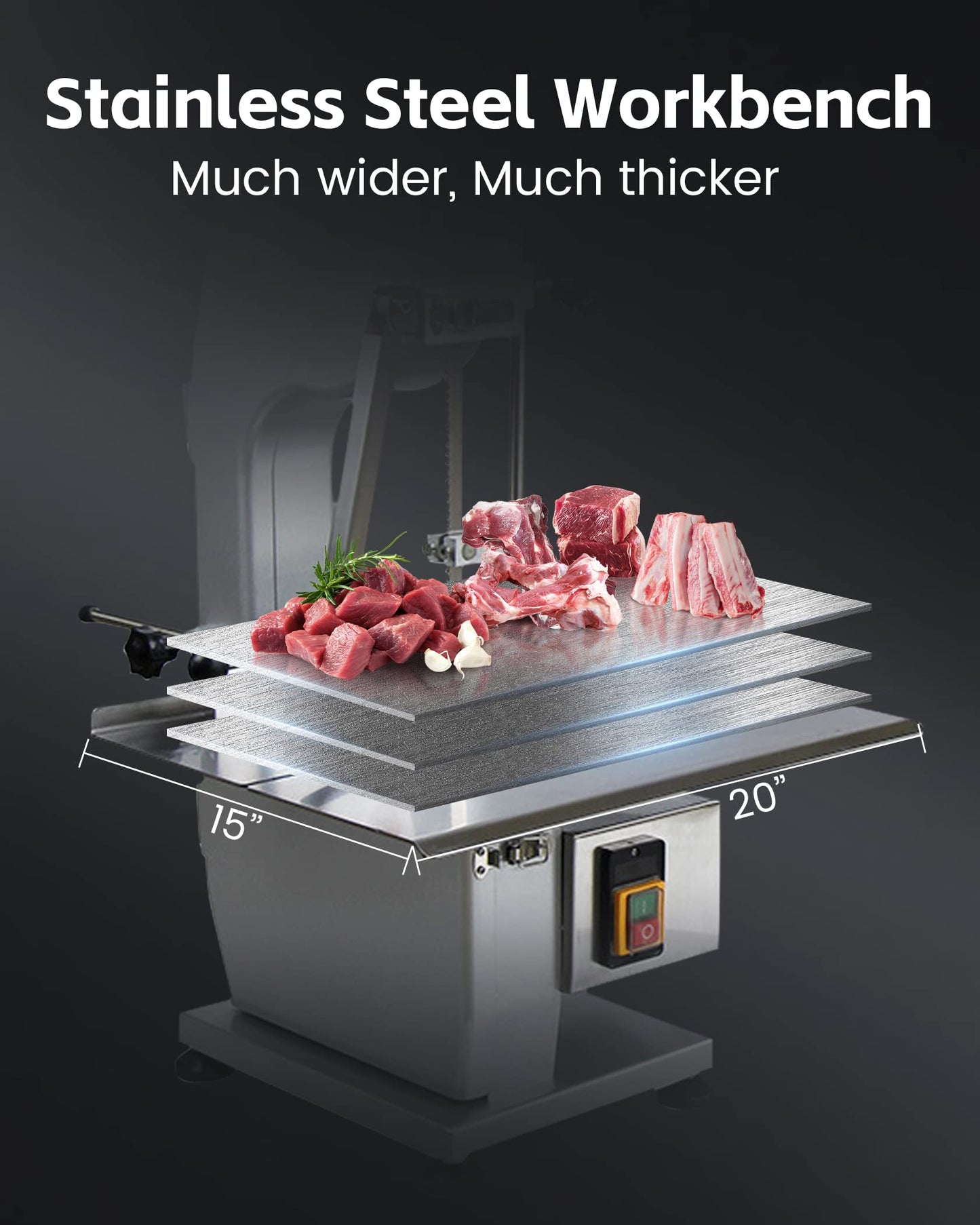 FoundGo 1500W Electric Meat and Bone Saw Bone Cutting Machine,Commercial Bone Sawing Machine for Frozen Meat/Trotter/Ribs/Fish/Meat/Bone etc.,with 6 - WoodArtSupply