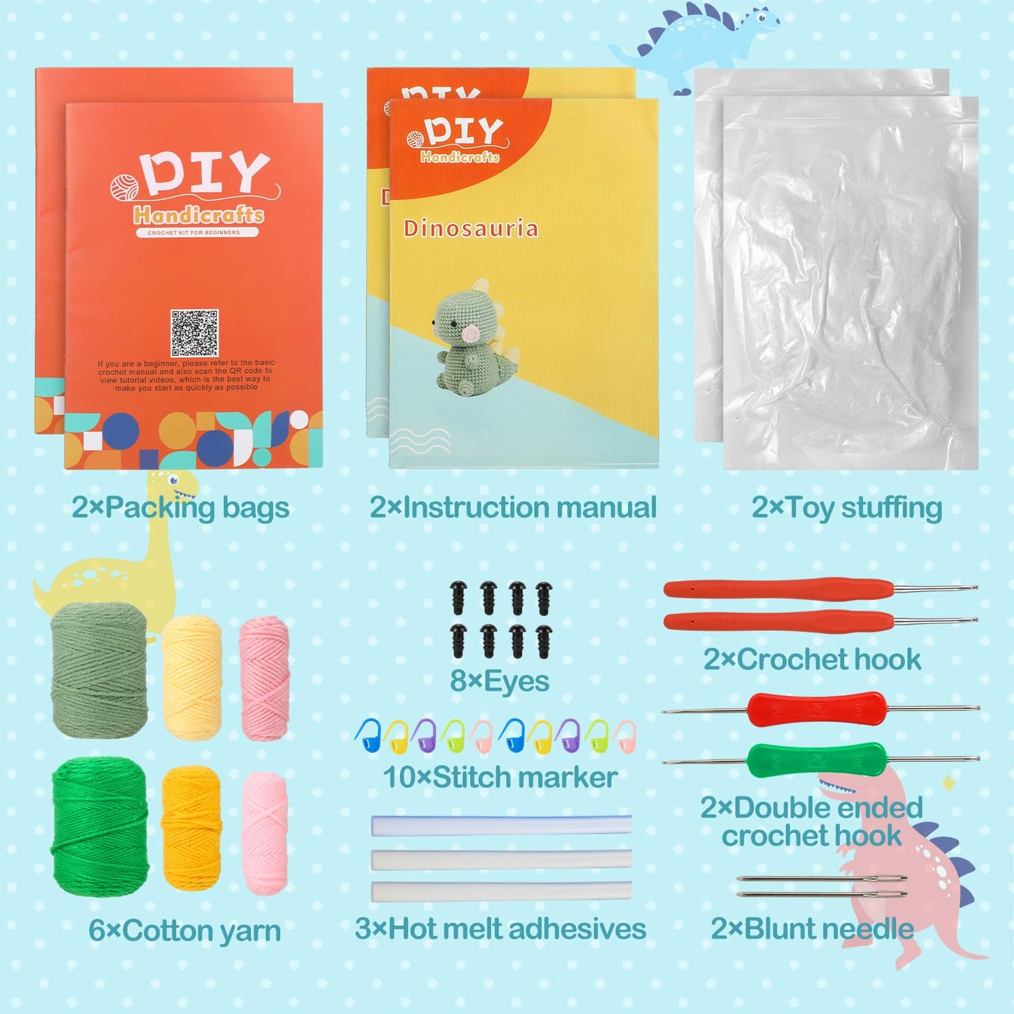 OFUSUY Crochet Kit for Beginners, Knitting Crochet Kits, Beginners Crochet Kit, Crochet Animal Kit with Step by Step Video Tutorial, DIY Craft Hobby - WoodArtSupply