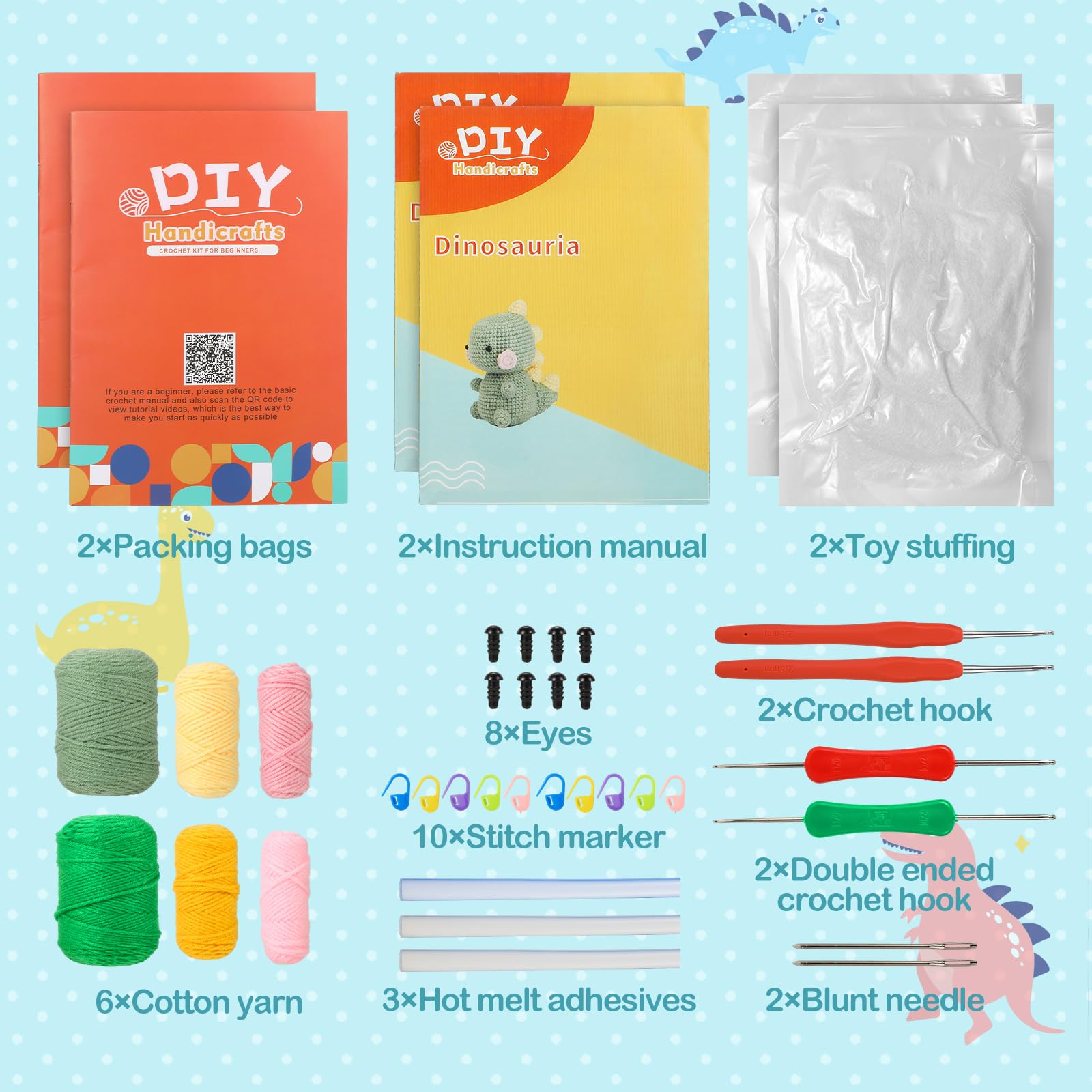 OFUSUY Crochet Kit for Beginners, Knitting Crochet Kits, Beginners Crochet Kit, Crochet Animal Kit with Step by Step Video Tutorial, DIY Craft Hobby - WoodArtSupply