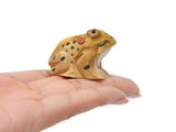 Selsela Toad Figurine Statue Decoration Small Animal Frog Art Sculpture Wood Carving Miniature Selsela