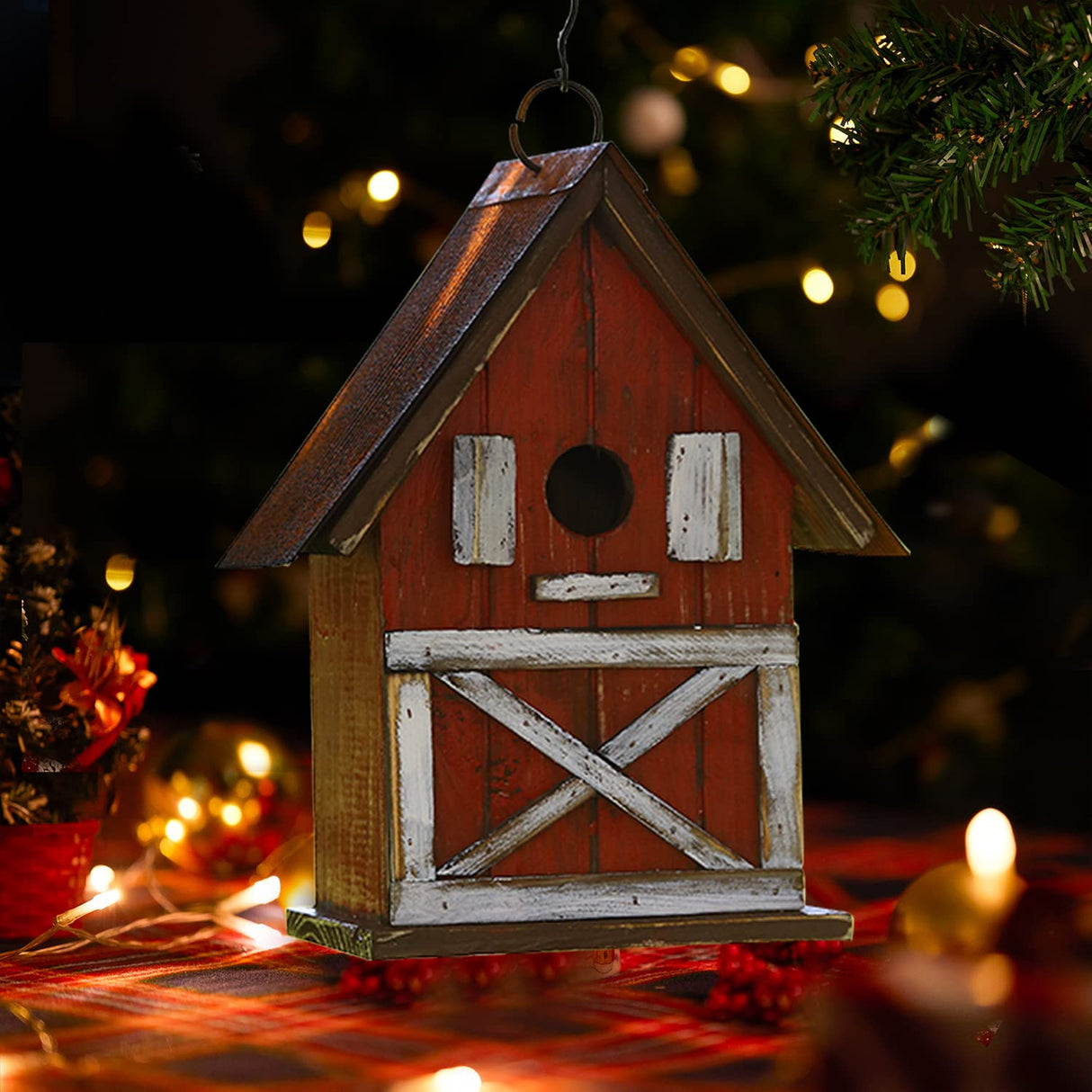 Topadorn Hanging Bird House Outdoor Garden Decorative Wooden Birdhouse Topadorn
