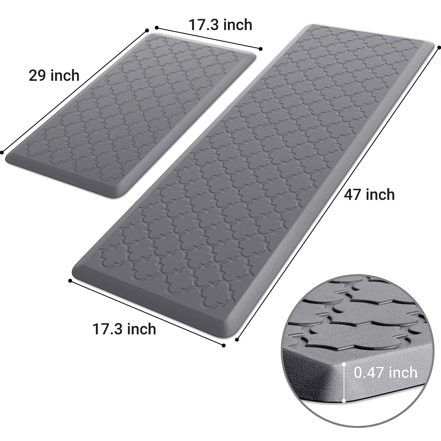 Kitchen Mat [2 PCS] Cushioned Anti-Fatigue Floor Mat, Waterproof Non-Skid Ergonomic Comfort Foam Rugs, Standing Mat for Kitchen, Floor,Office, Sink, SoftDuo