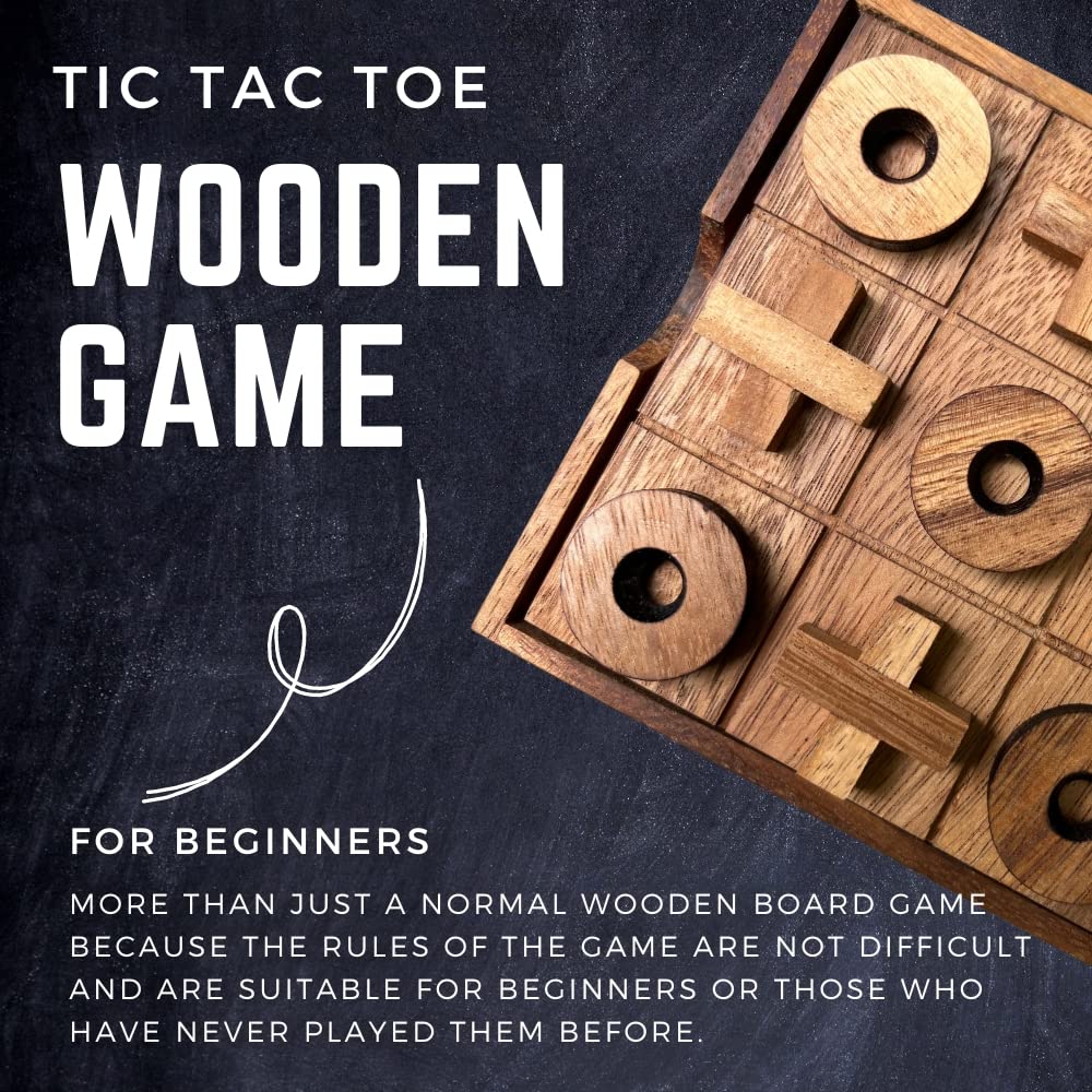 NUTTA - TicTacToe Tic Tac Toe Wooden Board XO OX Games Coffee Table Desk Toy Fun Game with Friends and Family Adult Games Travel Backyard Indoor NUTTA