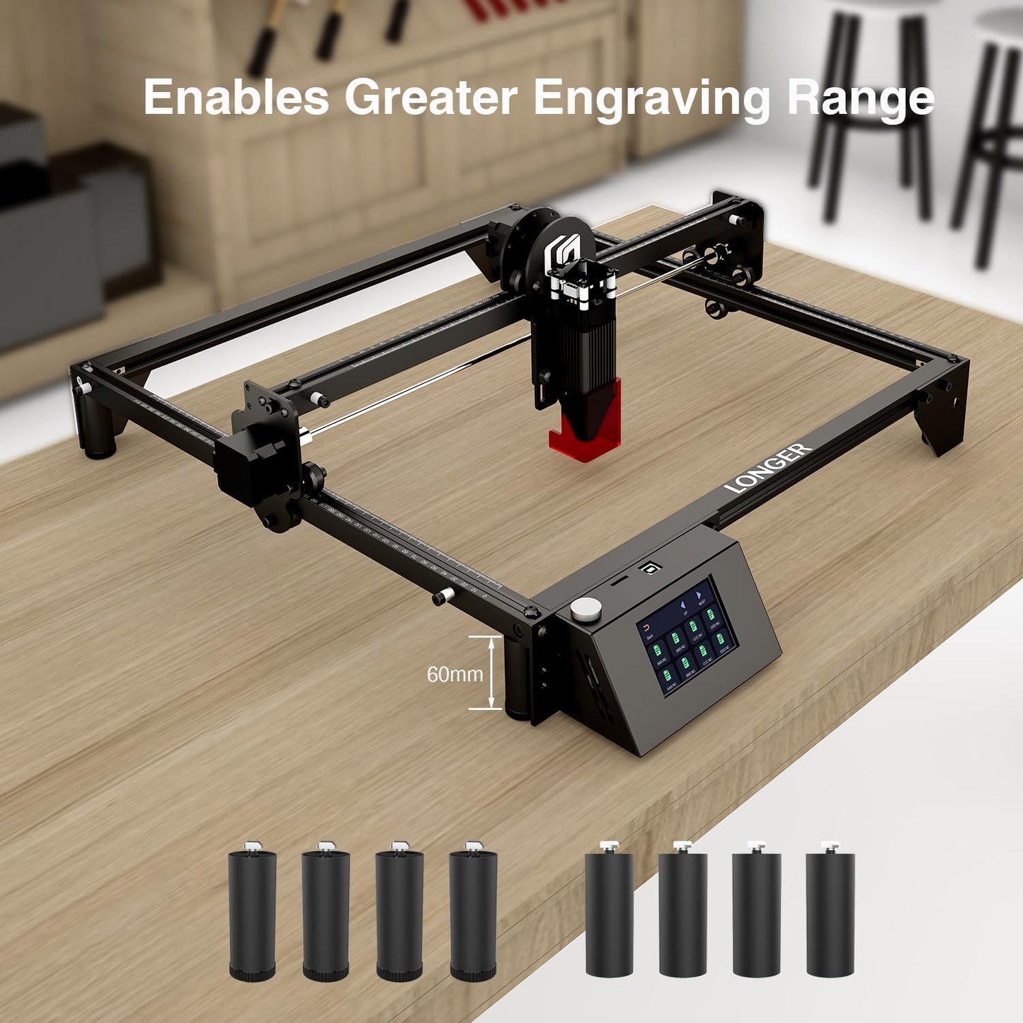 Longer Ray5 Laser Engraver Height Extension Kit 8 Riser Pads, Specially Designed for Laser Engraving Machines - WoodArtSupply