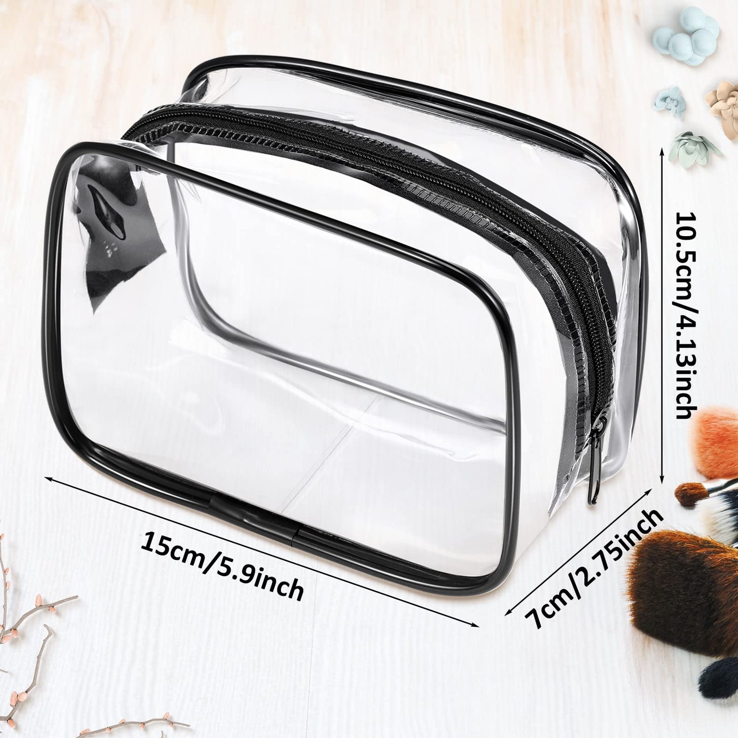 Weewooday 12 Pieces Clear Cosmetics Bag PVC Zippered Clear Toiletry Carry Pouch Portable Cosmetic Makeup Bag Waterproof Makeup Bag Vinyl Plastic Weewooday
