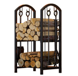 Fire Beauty Fireplace Firewood Log Rack 5-Piece Storage Logs Holder with Tools Set with 4 Tools Set Fireside Holders Wood Lumber Storage Stacking Fire Beauty