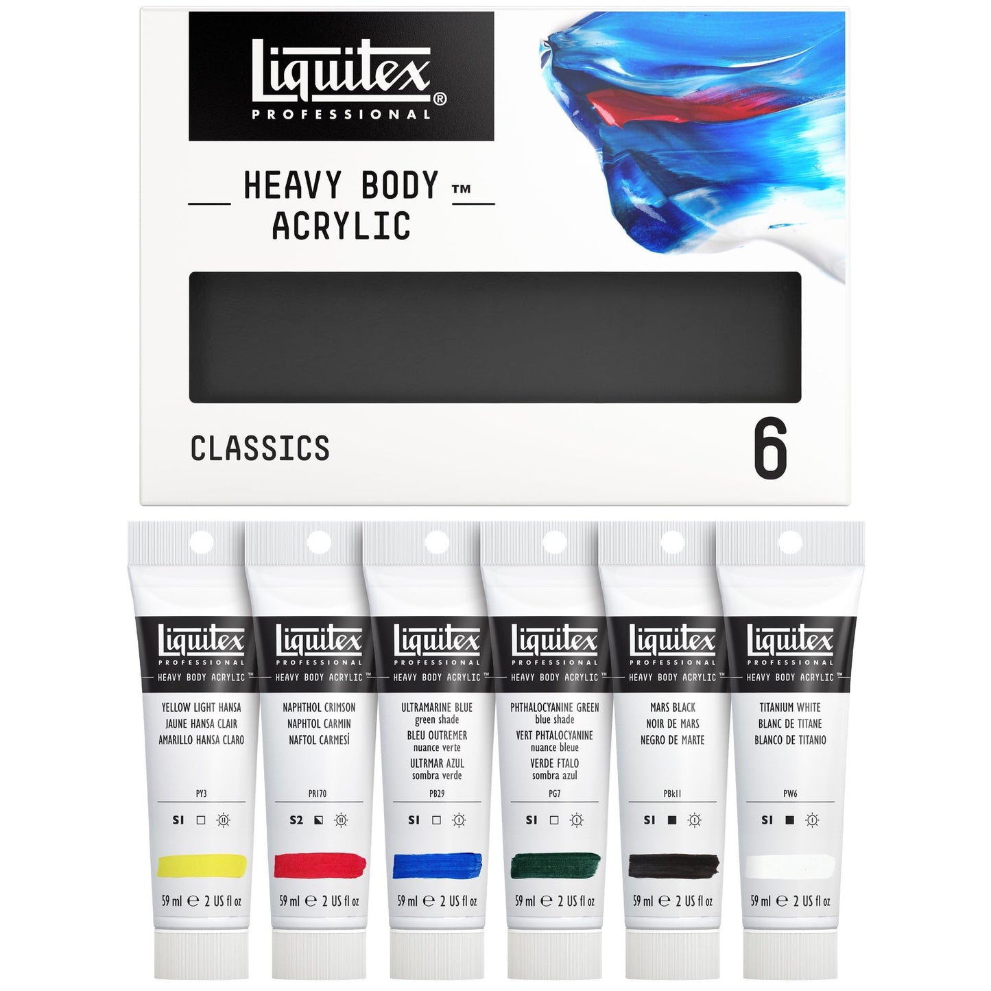 Liquitex Professional Heavy Body Acrylic Paint, Classic 6 x 59ml (2-oz) Set - WoodArtSupply