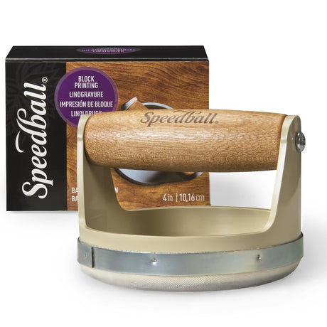 Speedball Block Printing Baren - Comfortable Wooden Handle, Made in the USA - 4 Inches Speedball