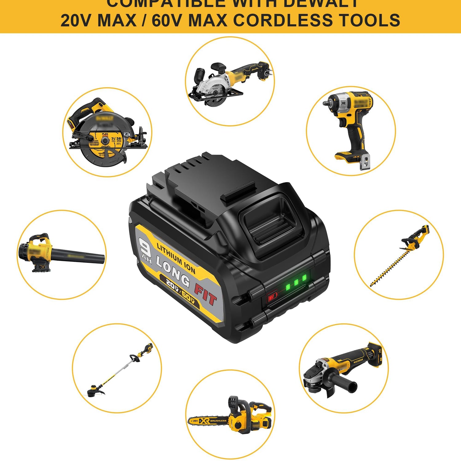 DCB609 60V/20V Replace for DEWALT Battery 9.0AH, Compatible with DeWalt 20V/60V Power Tools and DeWalt 20v 60v Battery Chargers Simple Plus+
